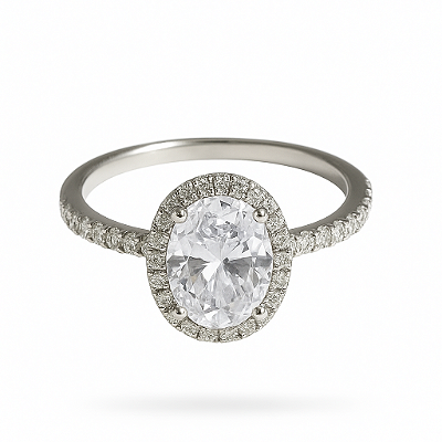 Anel Oval Cristal Prata 925