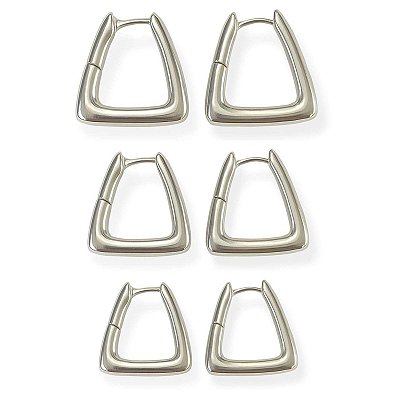 Kit Trio Argola Triângulo Banho de Prata