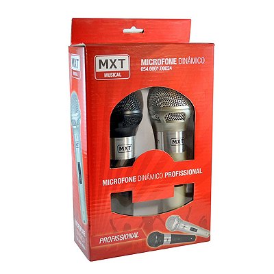 Microfone M-201 Par Preto E Prata Plastico Com Fio Mxt Novo
