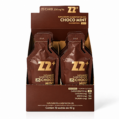 Energy Gel Z2+Choco Mint Cafeina - 25g de Carboidrato- CX/ 10un