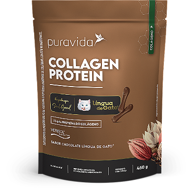 COLLAGEN PROTEIN - SABOR CHOCOLATE LINGUA DE GATO 450g - PURAVIDA