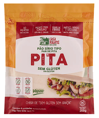PAO SIRIO TIPO ( PITA ) SEM GLUTEN - PCT 4un - 200g - GRANI AMICI