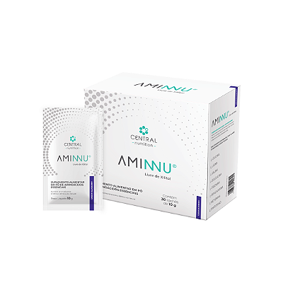 Aminnu Central Nutrition – Sabor Blueberry – 30 Sachês de 10g – Livre de Xilitol