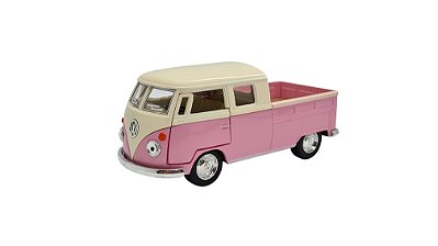 Miniatura Volkswagen Kombi Picape Cabine Dupla Rosa 1:32
