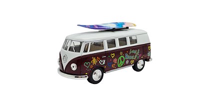 Miniatura Volkswagen Kombi 1962 Paz E Amor Surf Bordô 1:32