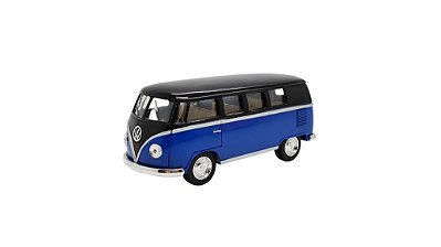 Miniatura Volkswagen Kombi 1962 Classic Preto E Azul 1:32