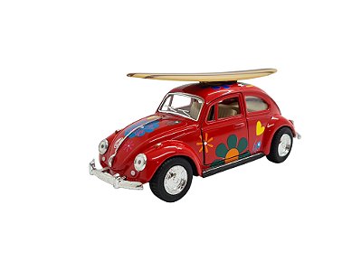 Miniatura Volkswagen Fusca Surf 1967 Vermelho Metal 1:32