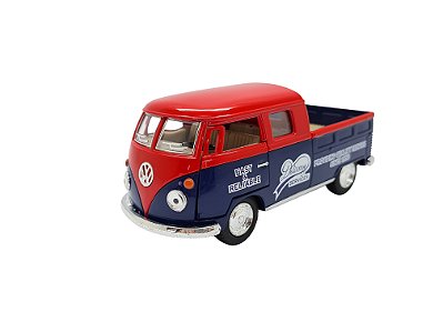 Miniatura Volkswagen Kombi 1963 Vermelho/azul Cab Dupla 1:32
