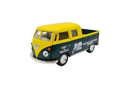 Miniatura Volkswagen Kombi 1963 Verde/amarelo Cab Dupla 1:32