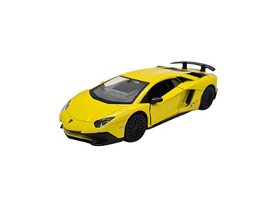 Miniatura Lamborghini Aventador Sv 2015 Amarelo Metal 1:36