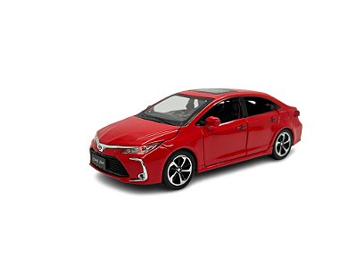 Miniatura Toyota Corolla Vermelho Acende Luz e Som 1:32