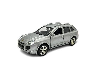 Miniatura Porsche Cayenne S Prata Acende Luz e Som 1:32
