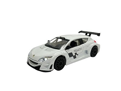 Miniatura Renault Megane Branco Acende Luz e Som 1:32