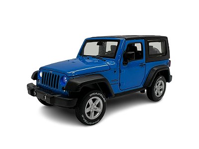 Miniatura Jeep Wrangler Azul Acende Luz E Som Metal 1:32