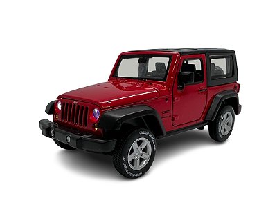 Miniatura Jeep Wrangler Vermelho Acende Luz E Som Metal 1:32