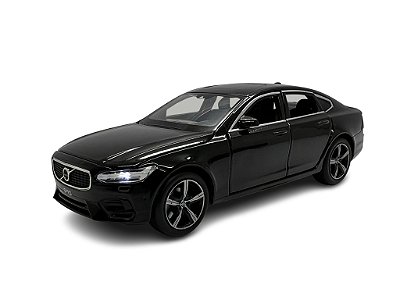 Miniatura Volvo S90 Preto Acende Luz e Som 1:32