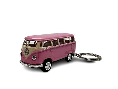Miniatura Chaveiro Volkswagen Kombi Rosa Metal 1:64