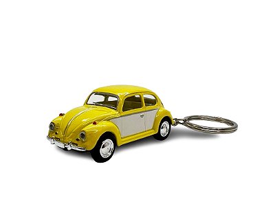 Miniatura Chaveiro Volkswagen Fusca Amarelo Metal 1:64