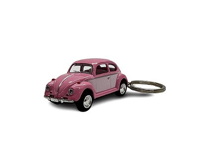 Miniatura Chaveiro Volkswagen Fusca Rosa Metal 1:64
