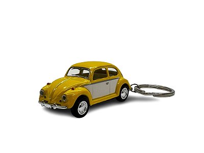 Miniatura Chaveiro Volkswagen Fusca Amarelo Metal 1:64