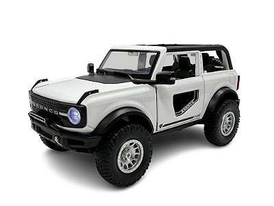 Miniatura Ford Bronco Branco Acende Luz e Som 1:32
