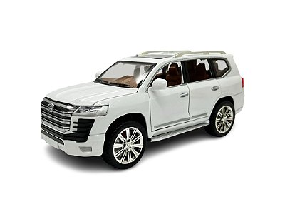 Miniatura Toyota Land Cruiser Branco Acende Luz e Som 1:24