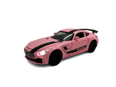 Miniatura Mercedes Benz GT Rosa Acende Luz e Som Metal 1:32
