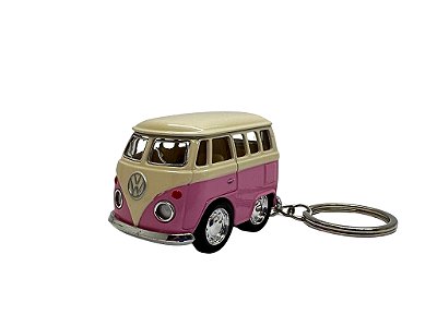 Miniatura Chaveiro Volkswagen Kombi Rosa Metal 1:64