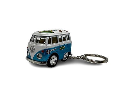 Miniatura Chaveiro Volkswagen Kombi Summer Azul Metal 1:64