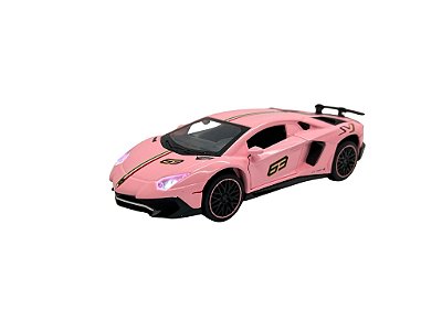 Miniatura Lamborghini LP780-4 SVJ Rosa Acende Luz e Som 1:32