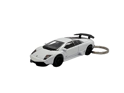 Miniatura Chaveiro Lamborghini Murcielago Branco Metal 1:64