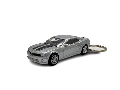 Miniatura Chaveiro Chevrolet Camaro Prata Metal 1:64