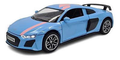Miniatura Audi R8 V10 Plus Azul Acende Luz E Som 1:32