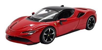 Miniatura Ferrari Sf90 Stradale Vermelho Burago Metal 1:24