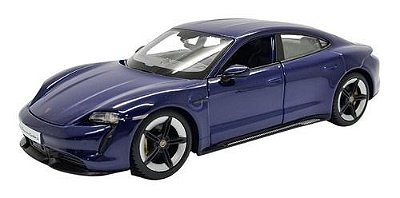 Miniatura Porsche Taycan Turbo S Azul Metal Burago 1:24