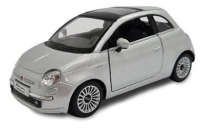 Miniatura Fiat 500 Prata Metal 1:28
