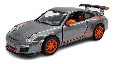 Miniatura Porsche 911 Gt3 Rs Cinza Metal Kinsmart 1:36