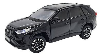 Miniatura Toyota Rav4 Preto Liga Som E Luz Metal 1:32