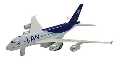 Miniatura Avião Airbus A380 Lan Som E Luz Metal 1:300