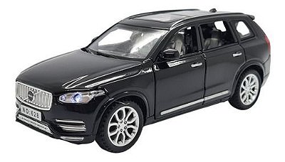 Miniatura Volvo Xc90 T6 Preto Acende Luz E Som Metal 1:32