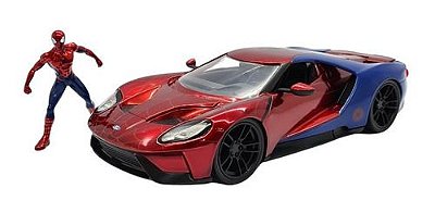 Miniatura Ford Gt Boneco Homem Aranha Spider Man Jada 1:24