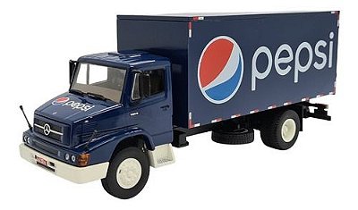 Miniatura Caminhão Mercedes Benz 1614 Pepsi Baú Azul 1:43