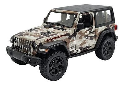Miniatura Jeep Wrangler Rubicon Teto Fechado Camuflado 1:34