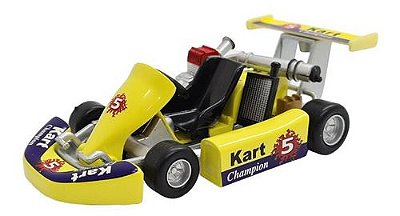 Miniatura Kart Champion Corrida Metal Amarelo 1:18