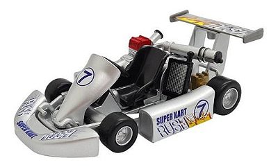 Miniatura Kart Champion Corrida Metal Prata 1:18