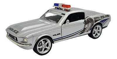 Miniatura Ford Mustang Policia Acende Luz E Som 1:38