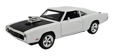 Miniatura Dodge Charger Rt Branco Acende Luz/som Metal 1:32