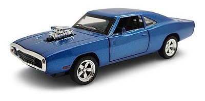 Miniatura Dodge Charger Rt Azul Acende Luz/som Metal 1:32
