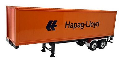 Miniatura Carreta Baú Laranja 2 Eixo Welly 1:32