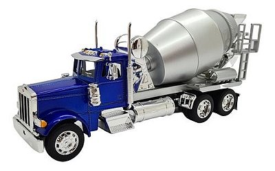 Miniatura Caminhão Peterbilt 379 Azul Betoneira Welly 1:32